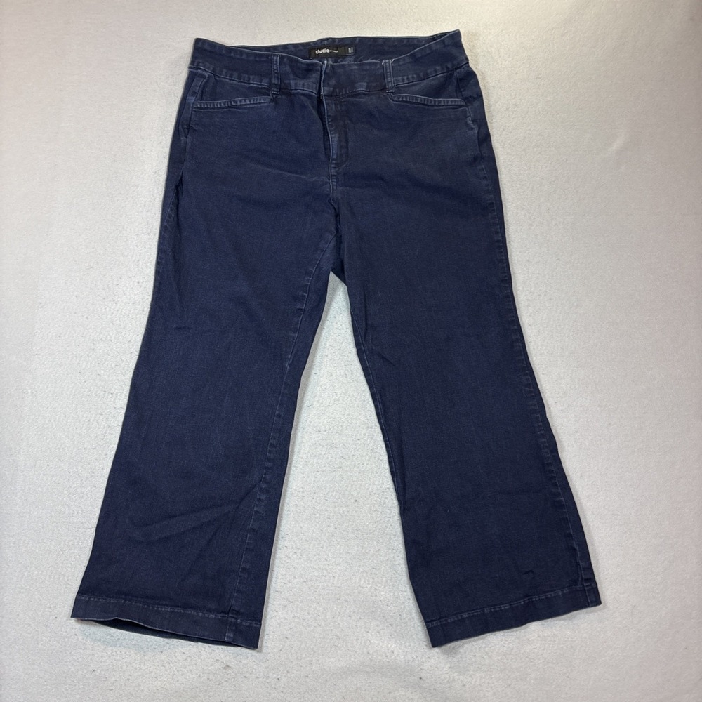 TORRID Women's 20R Plus Trouser Boot Studio Jean Mid-Rise Pant Solid Dark Blue